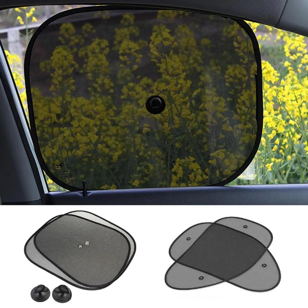 1/2pcs Car Sunshade Net Car Side Window Sunshade Net Type Suction Summer Black Heat Mesh O8G7