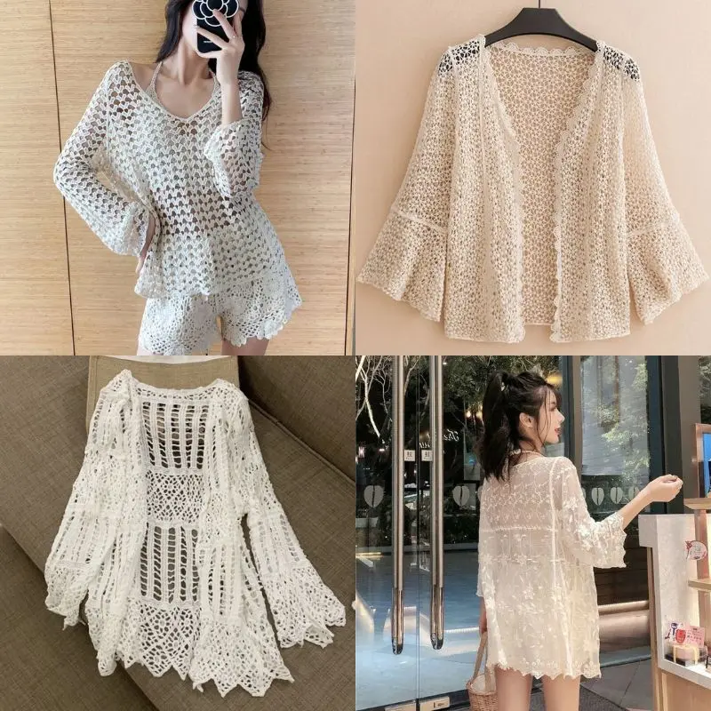 Tổng Hợp Áo Khoác Mỏng Họa Tiết Lưới Len Móc Thổ Cẩm Khoác Choàng Ngoài Bikini Đồ Bơi Mùa Hè 2023 Các Mẫu Hottrend