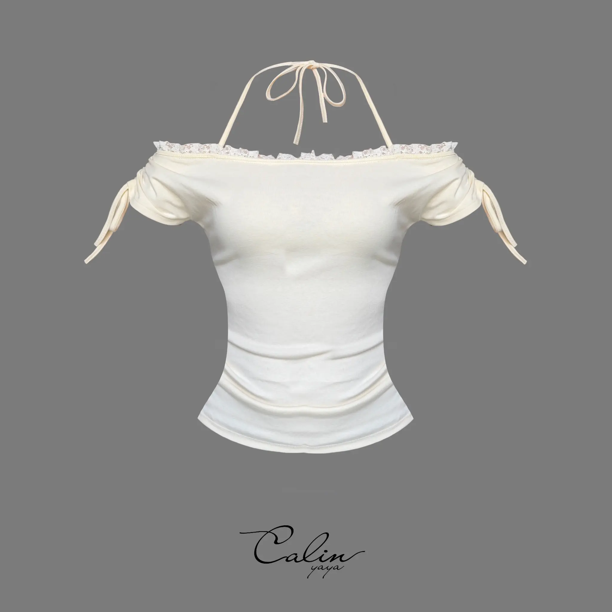 Creamy Top - Áo Thun Kiểu Nữ Trễ Vai Cách Điệu Phối Ren Nhẹ Nhàng