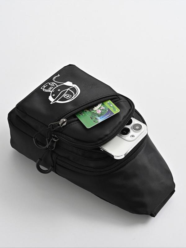 Men's  Casual Cartoon Print Zipper Belt Bag, Fashionable Adjustable Strap Sling Bag for Daily Used, Casual Trendy Versatile High-quality Daily Commuting Bag 7