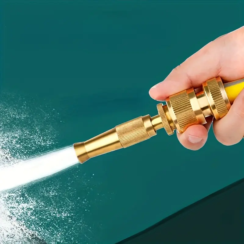 1pc, High-Pressure Brass Spray Nozzle With Adjustable Valve, Gardening Watering Tool, Straight Plug Connector, Car Wash Sprinkler, Durable Lawn Plant Watering System