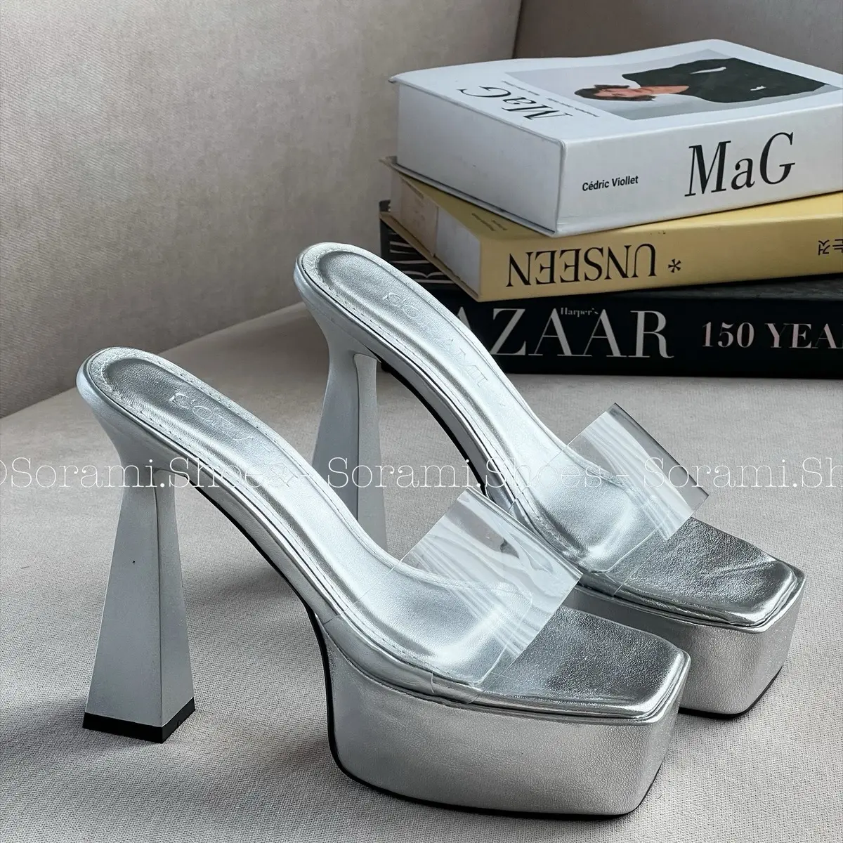 Sorami.Shoes | Guốc quai trong cao gót dáng đúp, GiàY DéP nữ đi tiệc sang chảnh