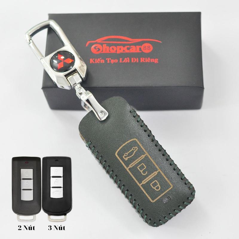 Bao da chìa khoá xe Mitshubishi Attrage, Xforce, Xpander, Triton, Outlander, Pajero... chìa thông minh, nhiều màu sắc. Da bò thật. 5