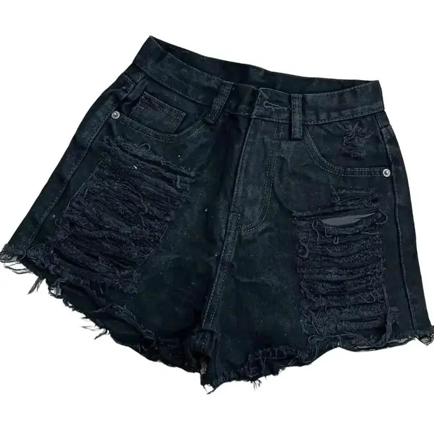Quần short rách to 4 đường 2 bên lưng cao nữ/ Quần short kaki nữ rách mài xướt tua rua lai/ Quần đùi kaki jean nữ 2 màu trắng đen mặc đẹp Pants Có Túi