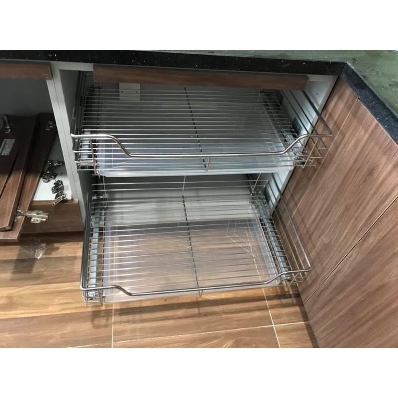 KỆ XOONG NỒI GIÁ ÚP BÁT ĐĨA INOX 304 NAN TRÒN RAY ÂM GIẢM CHẤN CAO CẤP LẮP TỦ BẾP CHÍNH HÃNG Kitchen