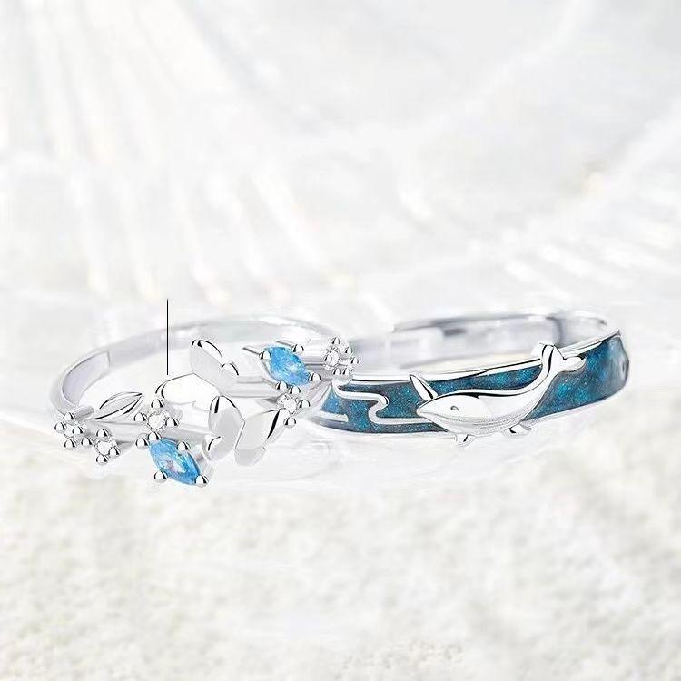 Nhẫn Đôi Cá Voi Đĩa Yunmeng, Quà Tặng Tình Yêu Tinh Tế Mới, Độc Đáo Cao Cấp, Nhẫn Cá Voi, 24 Năm 3