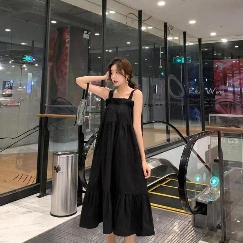 [S-4XL] Váy đầm gân 2 dây dáng dài, Đàm babydoll 2 dây siêu xinh nhà Han Store 7