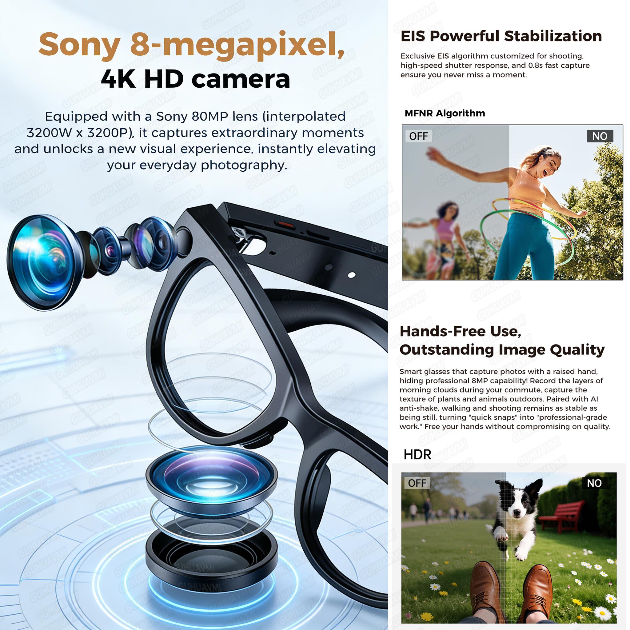 2026 New 800W 4K Camera Smart Glasses Men Recording Videos 3600mAh Power Bank 120+Languages Translation Music Play Glasses Women - Image 4