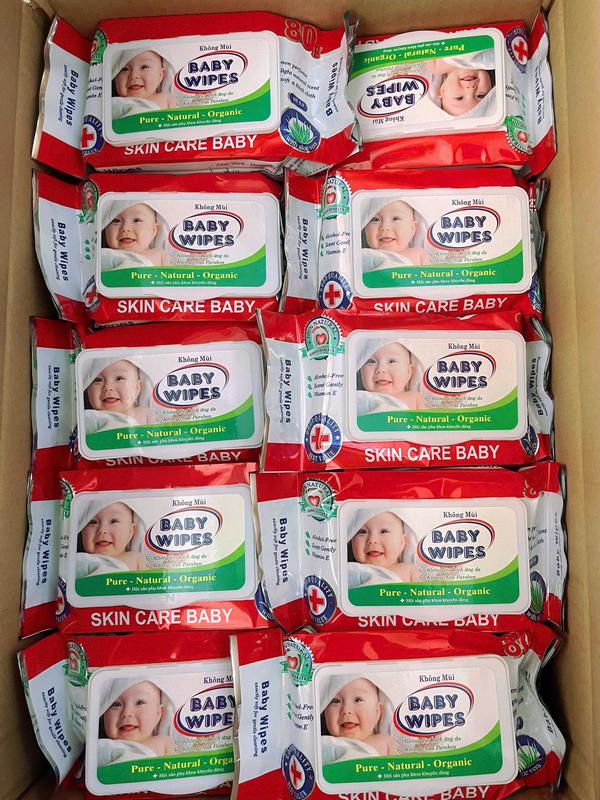 Combo 20 gói Khăn giấy ướt Baby Wipes 80g không mùi, an toàn tiện lợi cho bé - Hie en Kids