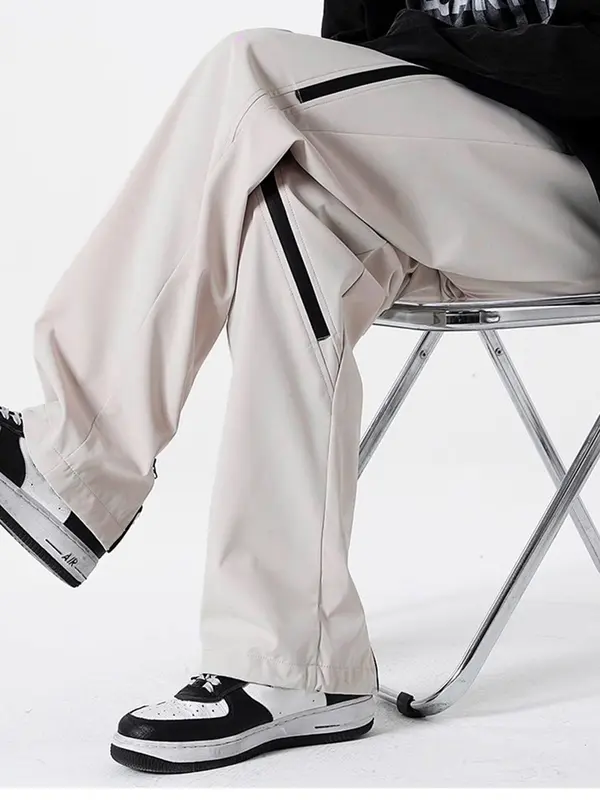 Men's Solid Color Straight Leg Workwear Pants, Regular Fit Casual Comfy Wide Leg Trousers for Daily Wear, Men's Bottoms for All Seasons 4