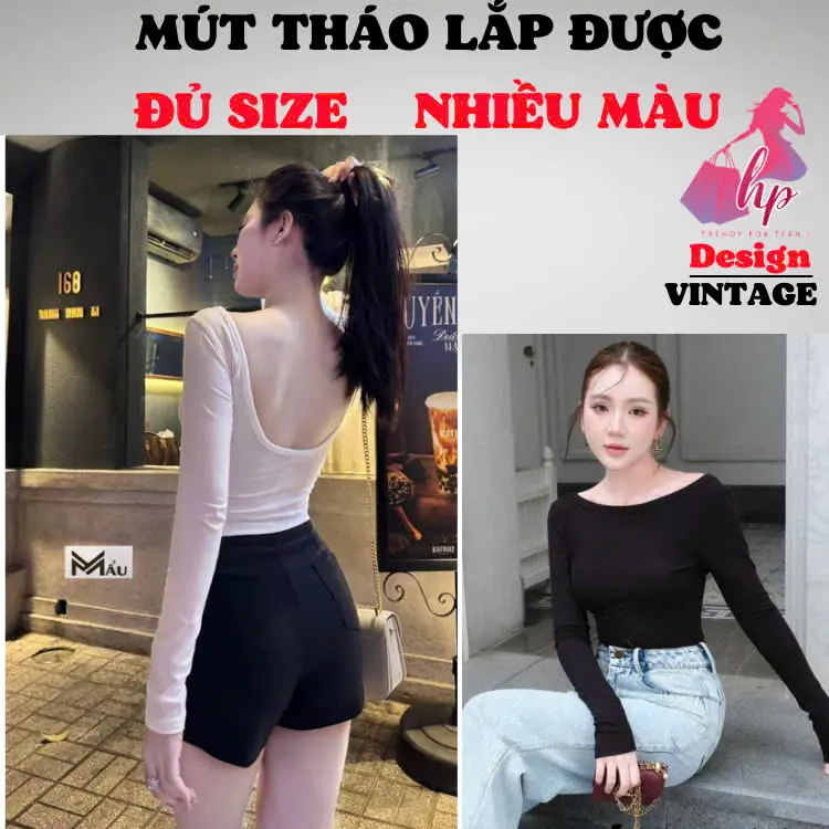 Áo thun dài tay hở lưng ôm body, áo kiểu nữ màu đen trắng co giãn hàn quốc sang chảnh thu đông đi chơi tôn dáng G963 Jean Women Top 3