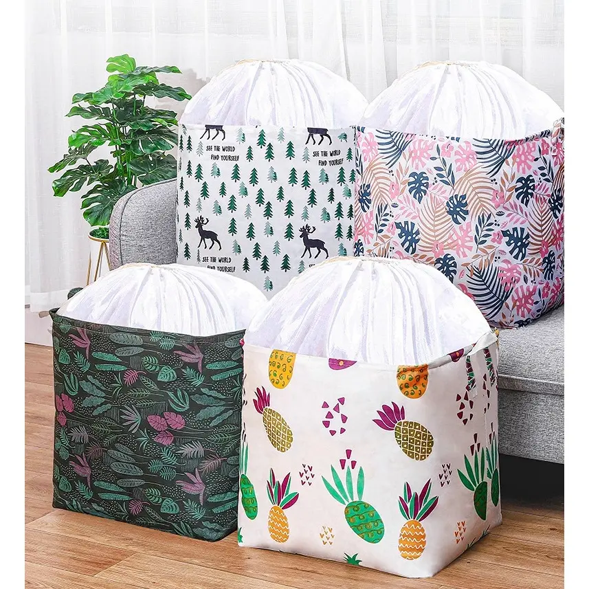 DBK HL0464 Tempat Penyimpanan Mainan Baju / Storage Bag Serbaguna Keranjang Lipat Tempat Mainan Anak Bed Cover Baju Celana Gorden Selimut Baju Kotor Motif Minimalis