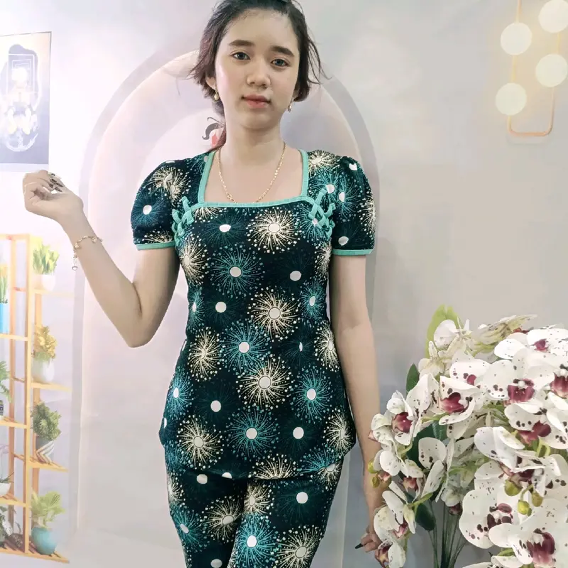 (Mã tặng quà)Đồ bộ thun aty cổ tàu quần dài ống ôm size 40kg-70kg 3