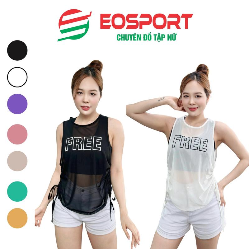Áo Tank Lưới Free Rút Dây 2 Bên Khoác Ngoài, Áo Tanktop Nữ Lưới Tập Gym Yoga Erobic Nữ- Ao08 Tập Yoga Sport