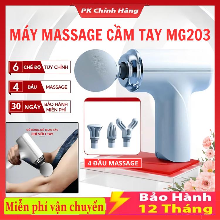  Máy Massage Cầm Tay Mini 4 Đầu 6 Chế Độ Điều Chỉnh - Công Nghệ AI Cảm Biến Lực Nhấn - Giúp Giảm Đau Mỏi  Giãn Cơ Sau Tập Luyện - Máy Massage Cầm Tay MG203 Bản Nâng Cấp 