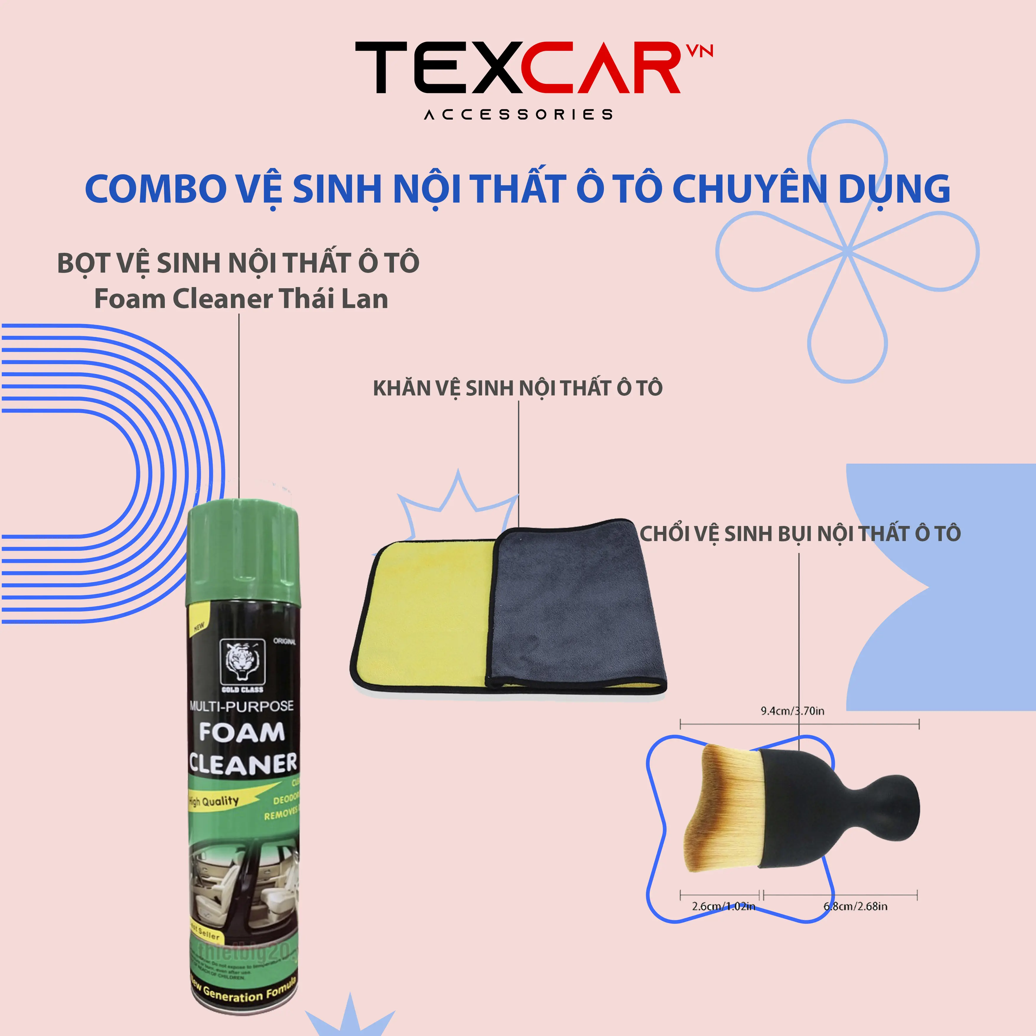 COMBO VỆ SINH NỘI THẤT Ô TÔ CHUYÊN DỤNG TRONG CÁC XƯỞNG DỌN NỘI THẤT