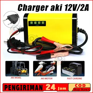Casan Aki Motor Mobil Otomatis 2A-20A 12Volt/24Volt Portable Automatic Charger Batterai Accu Auto Cut Off Cas Aki Kering Dan Basah Digital Pengecas Aki DC Carger Aki Multifungsi/Car Truck Motorcycle Battery Charger 12V 2A 2 Varian LED