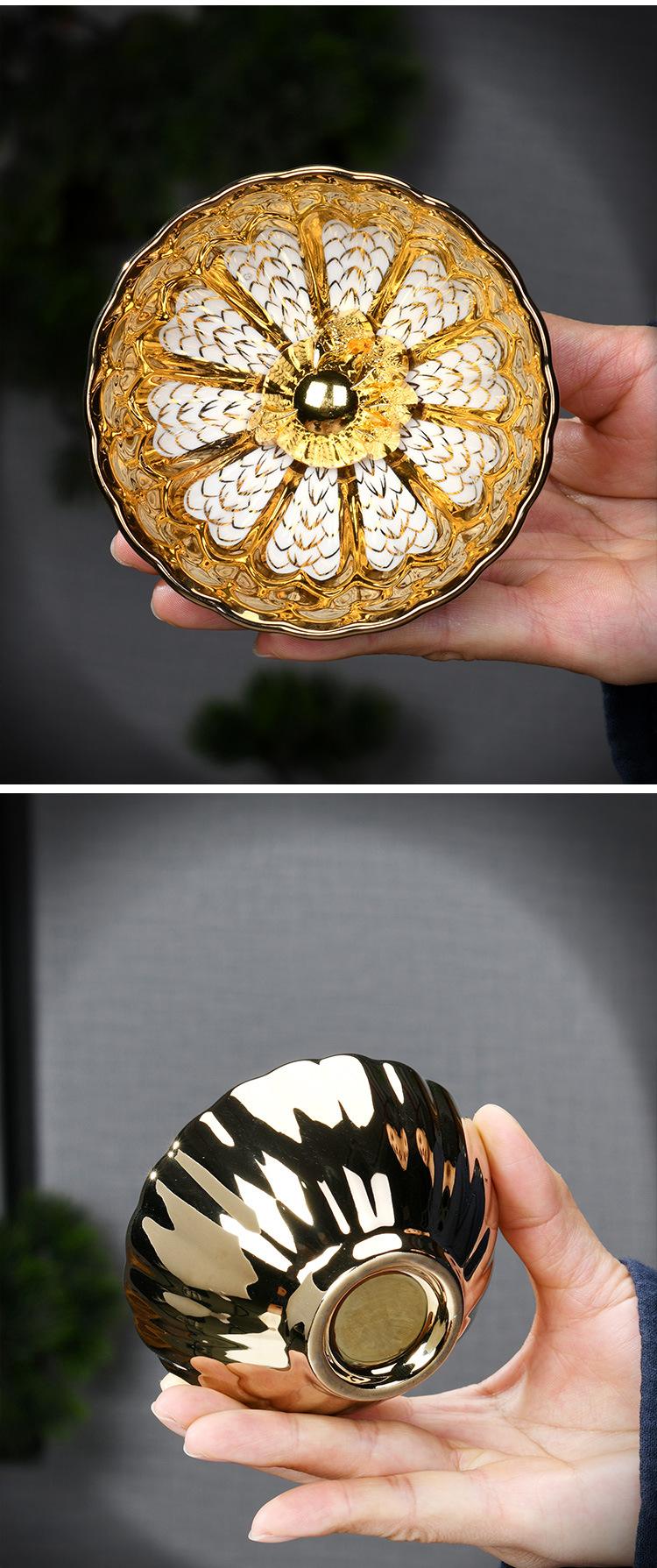 Product Introduction of China Dehua Hot Sale Master Cup High-End Tea Ware Tea Master Cup Master Cup Tea Set Golden Dragon Scale [Golden Dragon] 4
