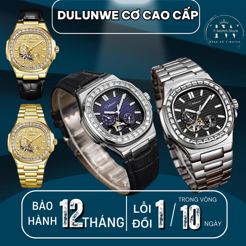 Đồng hồ nam DULUNWE máy cơ Automatic mặt đính đá size 40 - D6043 Analog Watch Đeo Tay
