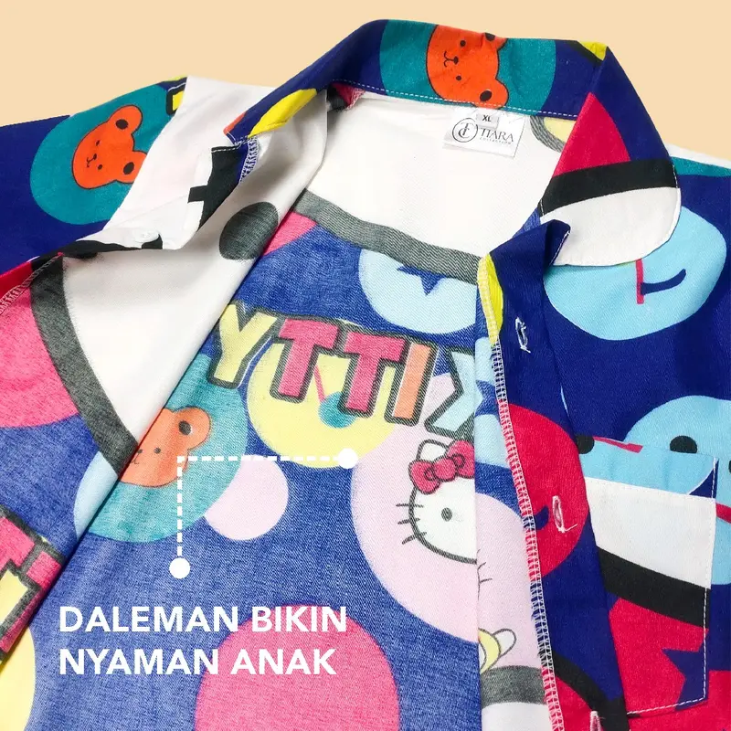 Premium| Setelan Piyama Anak Usia 1-6 Tahun Katun Poliester 3