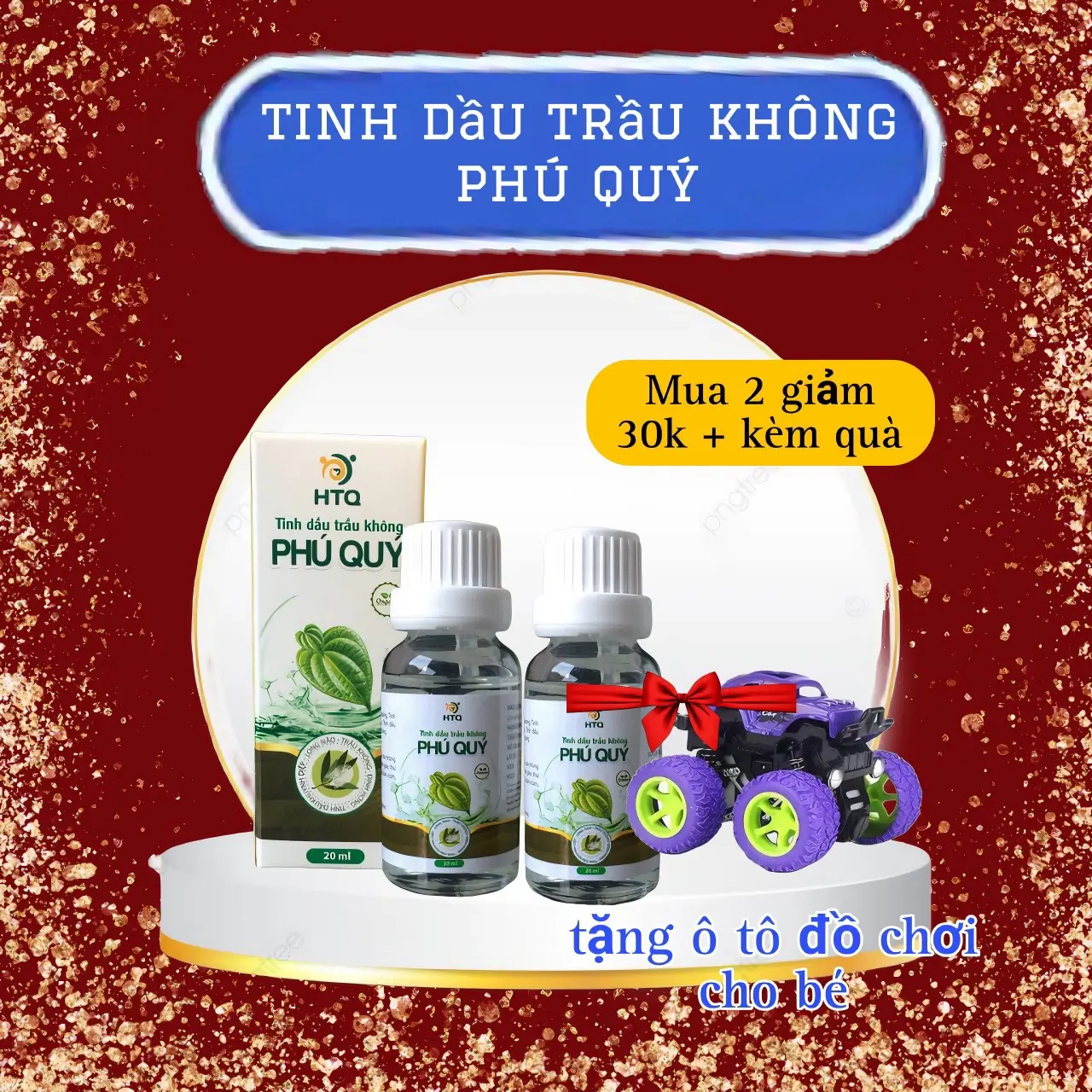 (combo 2 chai tặng ô tô) Tinh dầu trầu không Phú Quý 20ml chữa ho cảm lạnh sổ mũi long đờm