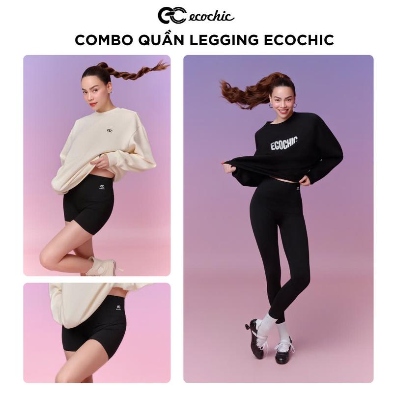 Quần Legging Nữ ECOCHIC Siêu Co Giãn Thoáng Mát , Quần Đùi Ngố Dài Nâng Mông Đẹp Cạp Cao Tập Gym Yoga Chất Liệu Su Đúc