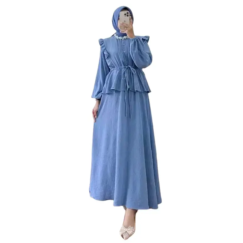 SLAVINA GAMIS POLOS CRINKEL AIRFLOW PREMIUM Polos Formal Kancing Muslim Nyaman Lembut Formal Kancing Dress Mewah