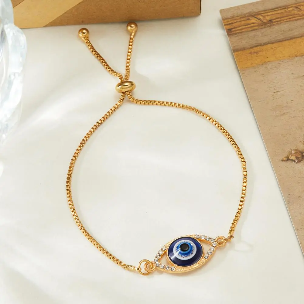 Hollow Eye Bracelet Fashion Blue Eye Bracelet Blue Evil Eye Bracelet For Women Golden Color Adjustable Lucky Chain Bracelet