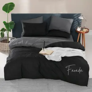 Bed Cover Set Abu mix Hitam - Set dengan Sprei Polos ukuran 90x200 100x200 120x200 140x200 160x200 180x200 200x200 [WIDANI STORE]