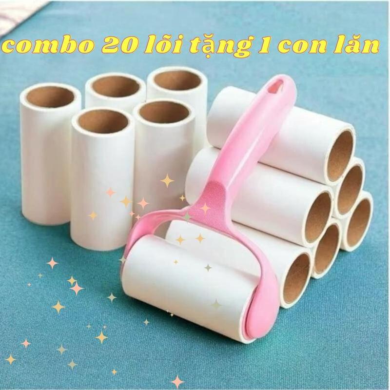 Combo 20 Lõi Lăn Bụi Tặng Kèm 1 Cây Lăn, Cây Lăn Bụi Làm Sạch Quần Áo, Chăn Ga, Đệm Sofa