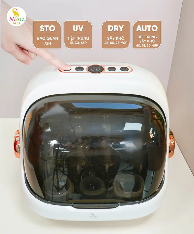 DTT- Máy úp bình sữa, tiệt trùng sấy khô tia UVC Moaz BéBé MB044 PLUS Michi Baby Bảo Hành 12 tháng-MC052 Cho Bé Trẻ sơ sinh 3