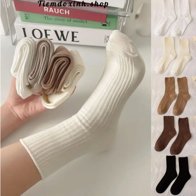 Tất cao cổ kiểu dáng NHÚN ,vớ đeo chân chất cotton mịn phong cách Hàn Quốc dành cho nữ