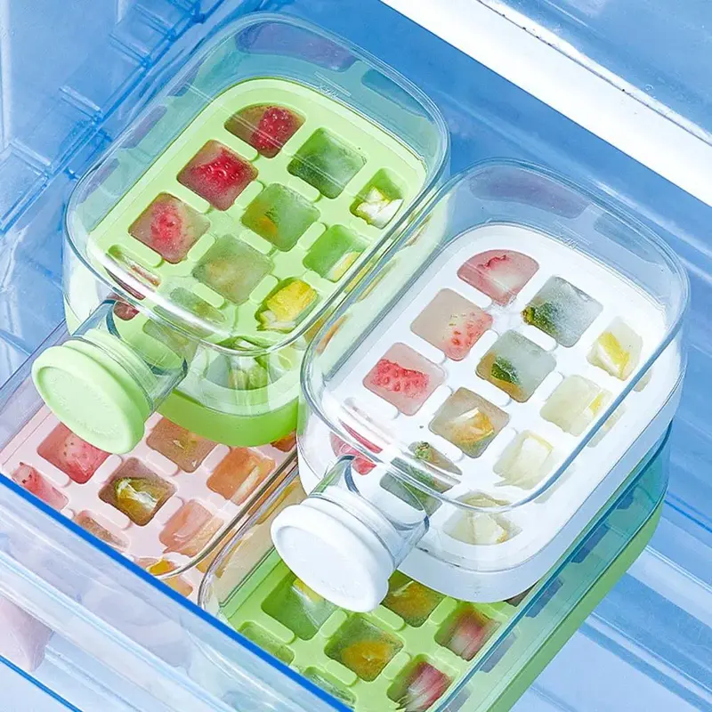 Ice Cube Bottle With Lid Pressing Mould Food-grade 2-in-1 Ice-making Straw Dual-purpose Silicone Ice Kettle Outdoor Beverage Cup Kitchen Portable 5