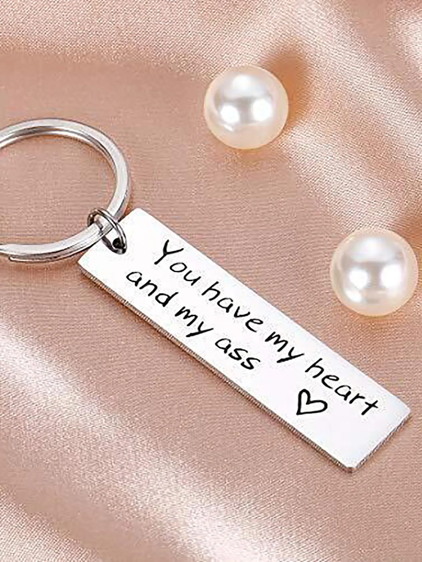 Trendy Cute Letter Pattern Slogan Metal Keychain As Personalized Gifts for Boyfriend & Girlfriend, Stainless Steel Keychain, Square Charm Keyring As Gift for Couple