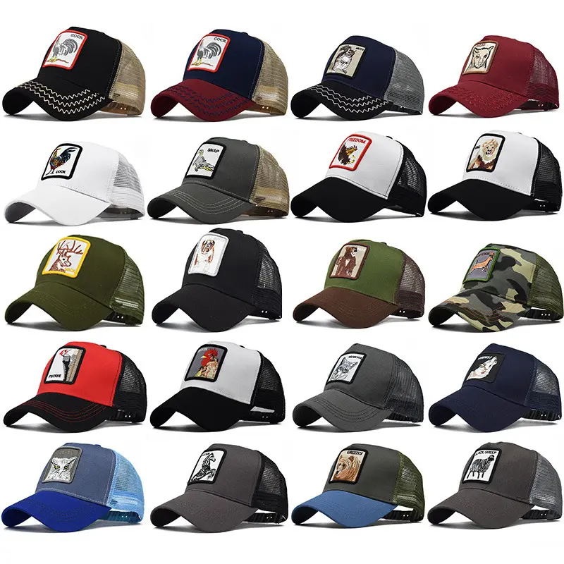 Spring New Animal Embroidery Mesh Cap Baseball Hat Men's and Women's Hats Street Dance Hip-Hop Peaked Cap Hot Sale