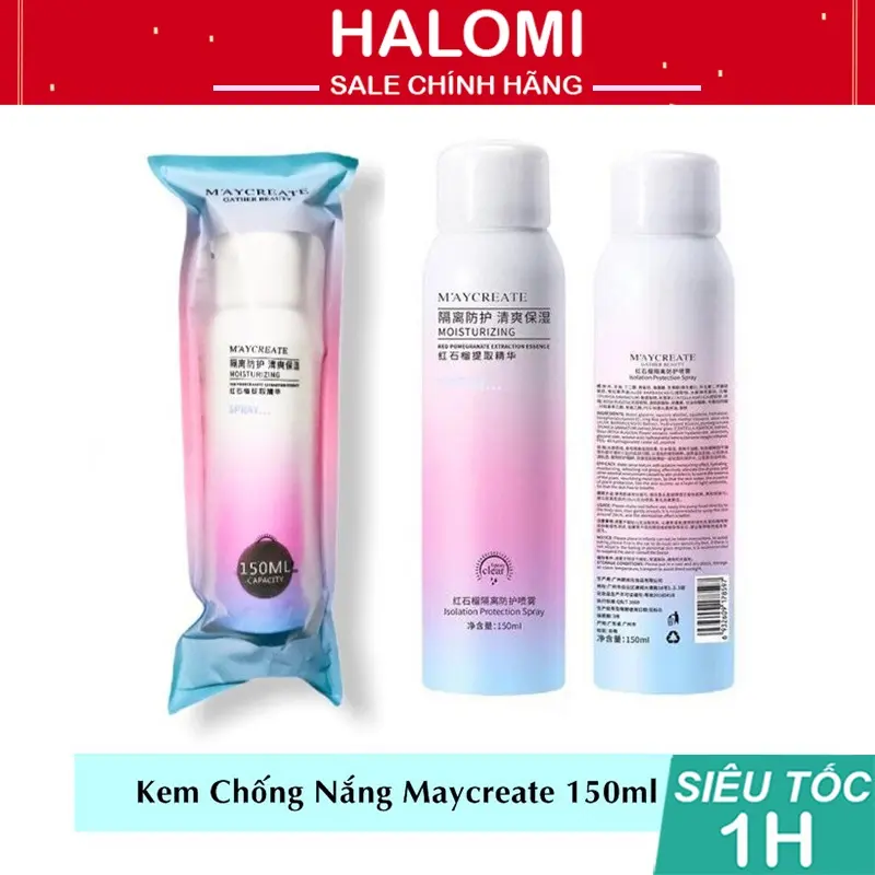 Xịt Chống Nắng Trắng Da Maycreate 150ml Chính Hãng HALOMI