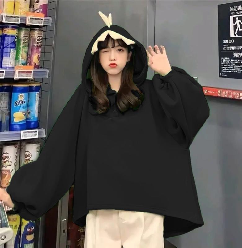 Dinos Sweater Hoodie Wanita Oversize - Sweater Wanita Korean Style Terbaru Polos 5