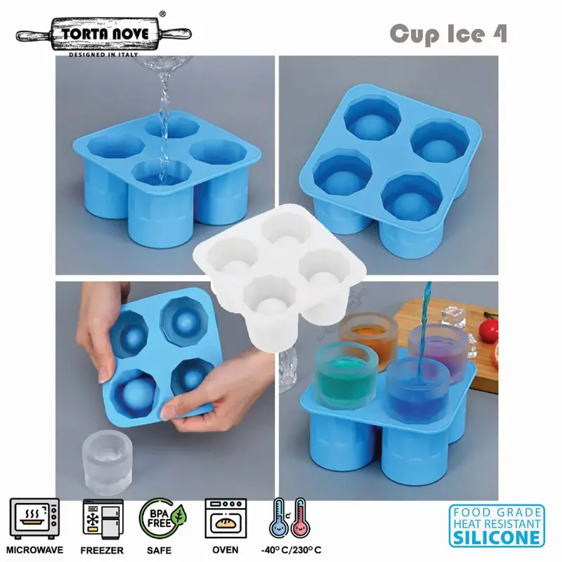 Cetakan es batu bolong tengah silikon bentuk gelas silicone bulat Cetakan coklat cup ice 4 Putih Cream Kitchenware 2