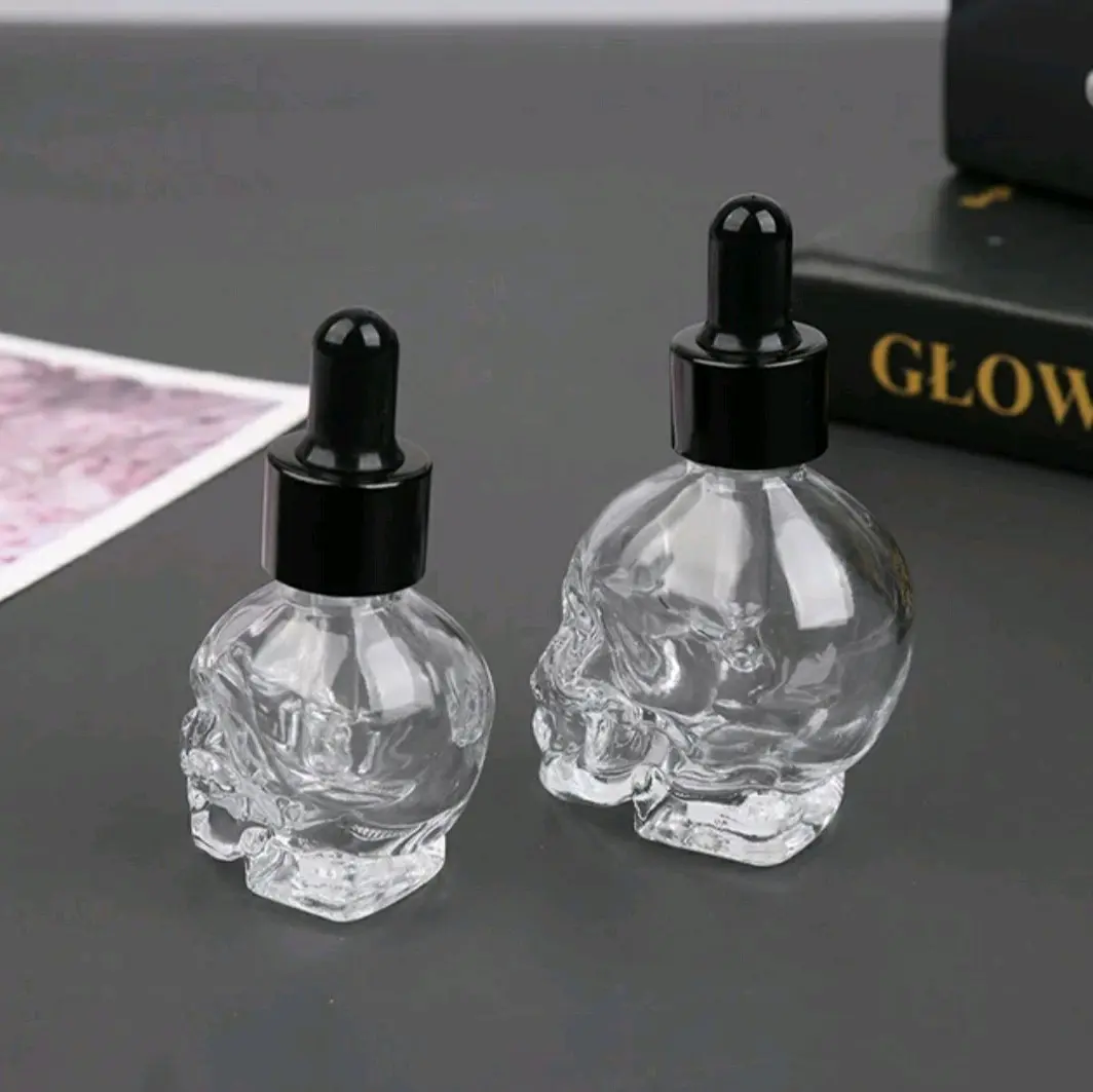 Botol Pipet Model Kepala Tengkorak Botol Cairan Pipet Anti Bocor Minyak Glass