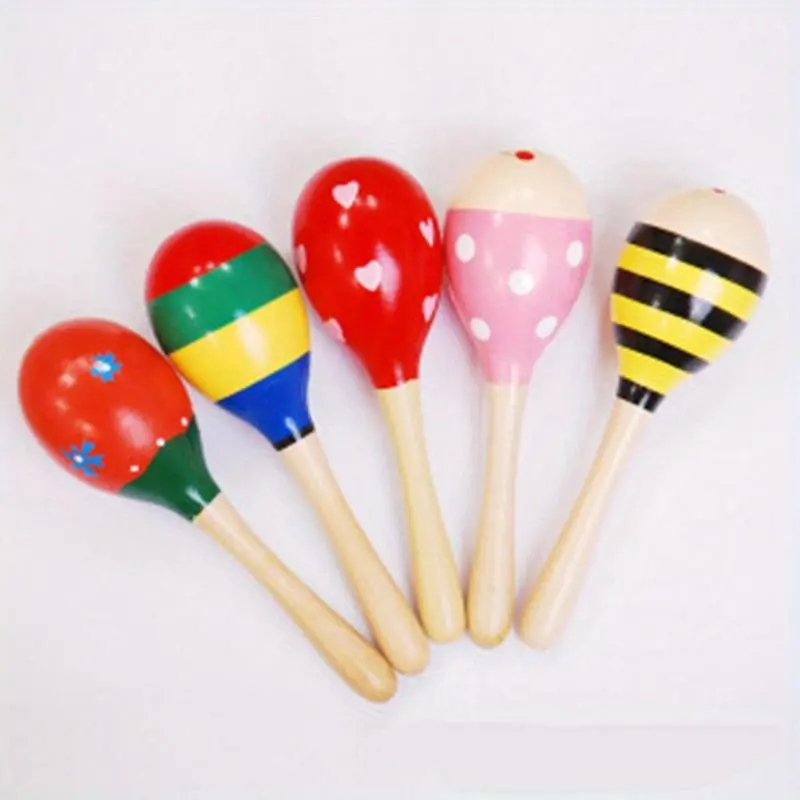 Random Color Wooden Maracas, 2 Counts/set Handheld Colorful Maracas Toy, Musical Instrument Toy, Early Educational Toy for Kids, Toys for Christmas, Girls Birthday Gift, Kids Toys, Valentine's Day Gift, Toys 4