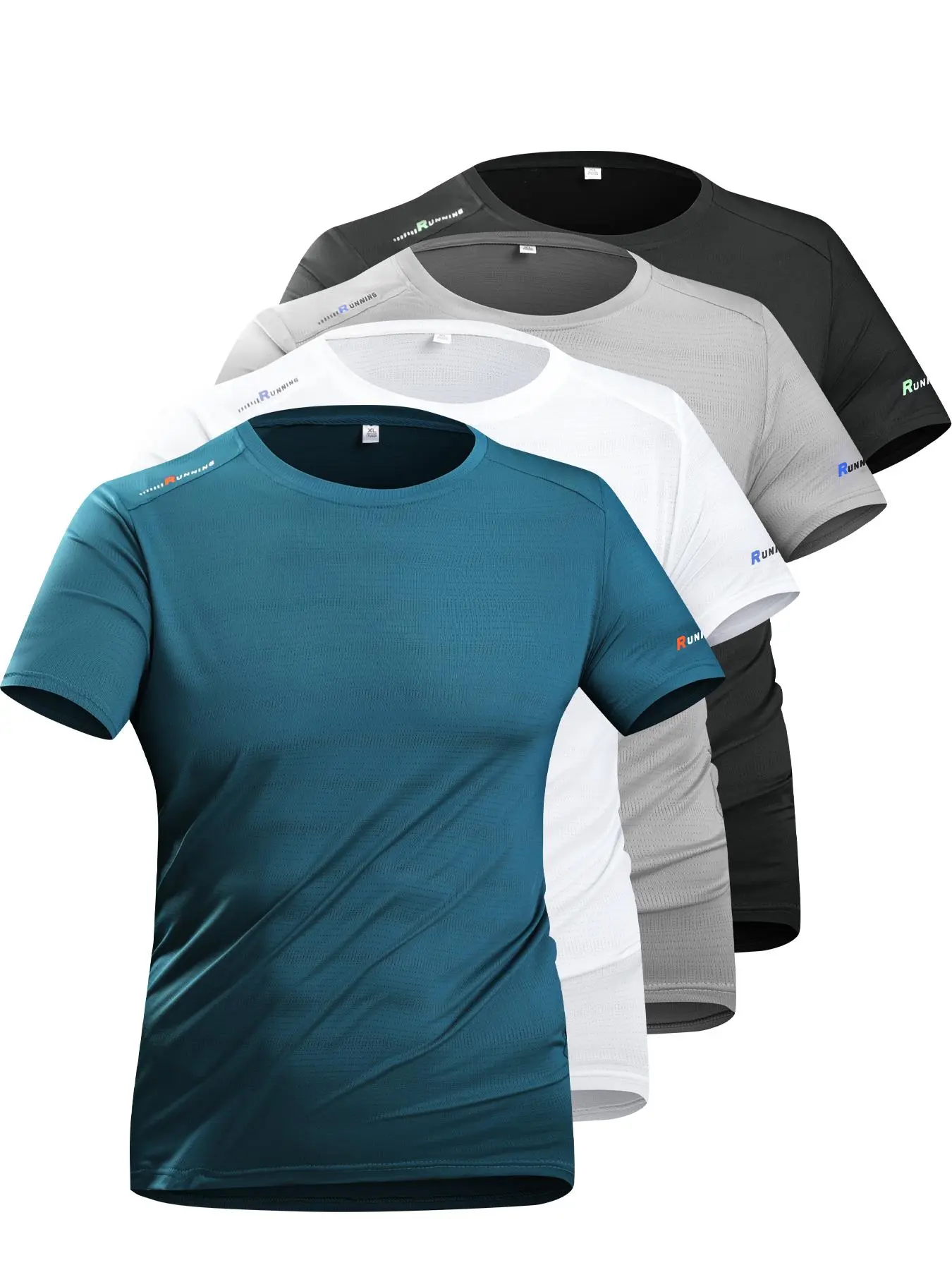Men's Solid Raglan Sleeve Tee, Quick Drying Breathable Round Neck T-shirt for Gym Workout Running, Casual Sporty Top for Summer