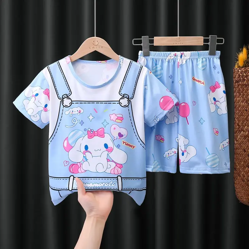 ( PART 1 ) Piyama Baju Santai Setelan Anak Celana Lengan Pendek Lucu Karakter Kuromi Cinnamon Roll Perempuan Laki Laki Cewek Cowok PJ1 1