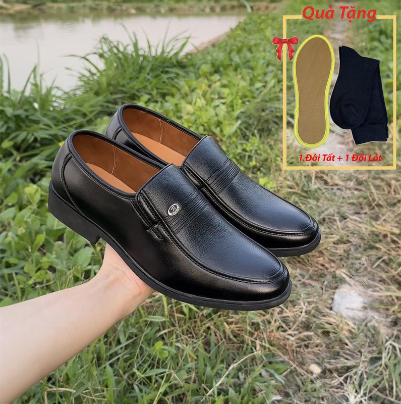  Giày Da Trung Niên mã CC ,Tặng Kèm 1 Đôi Tất và 1 Đôi Lót Giày 