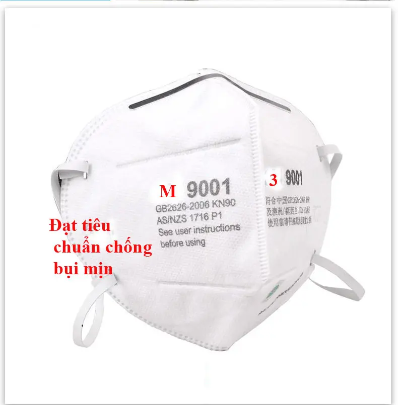 Hộp 50 Khẩu trang 3eM 9001 ,khẩu trang chống bụi mịn PM2.5 kháng khuẩn,khẩu trang lọc bụi mịn PM2.5 cơ chế lọc vải không dệt cùng màng lọc tĩnh điện
