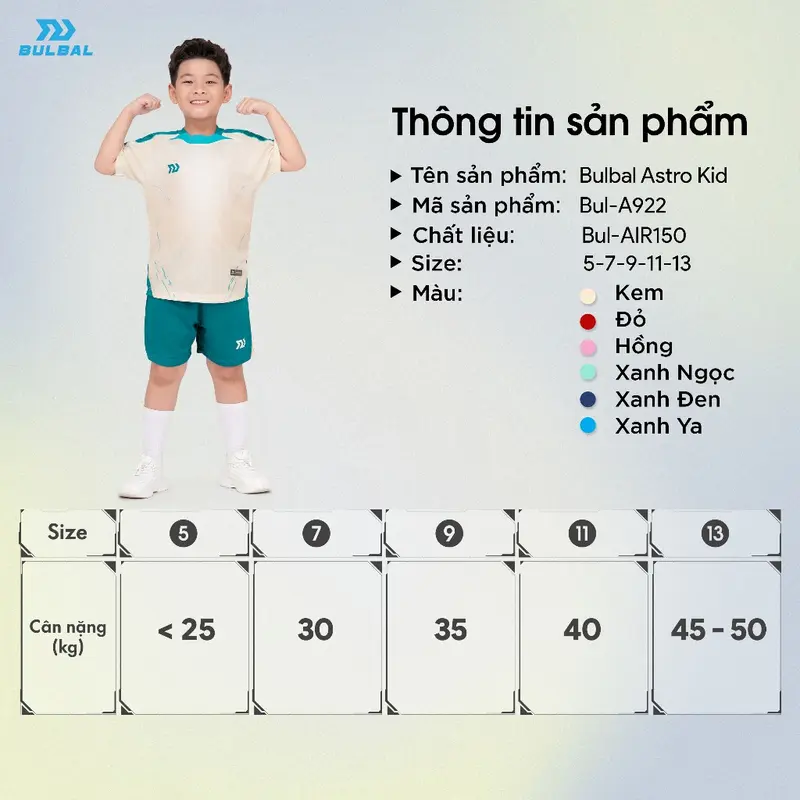 Bộ Quần Áo Bóng Đá Trẻ Em Bulbal Astro, Chất Vải Bul-Air 150 Cao Cấp, Mềm Mại, Co Giãn 4 Chiều Thoáng Mát, Thiết Kế Ấn T 8