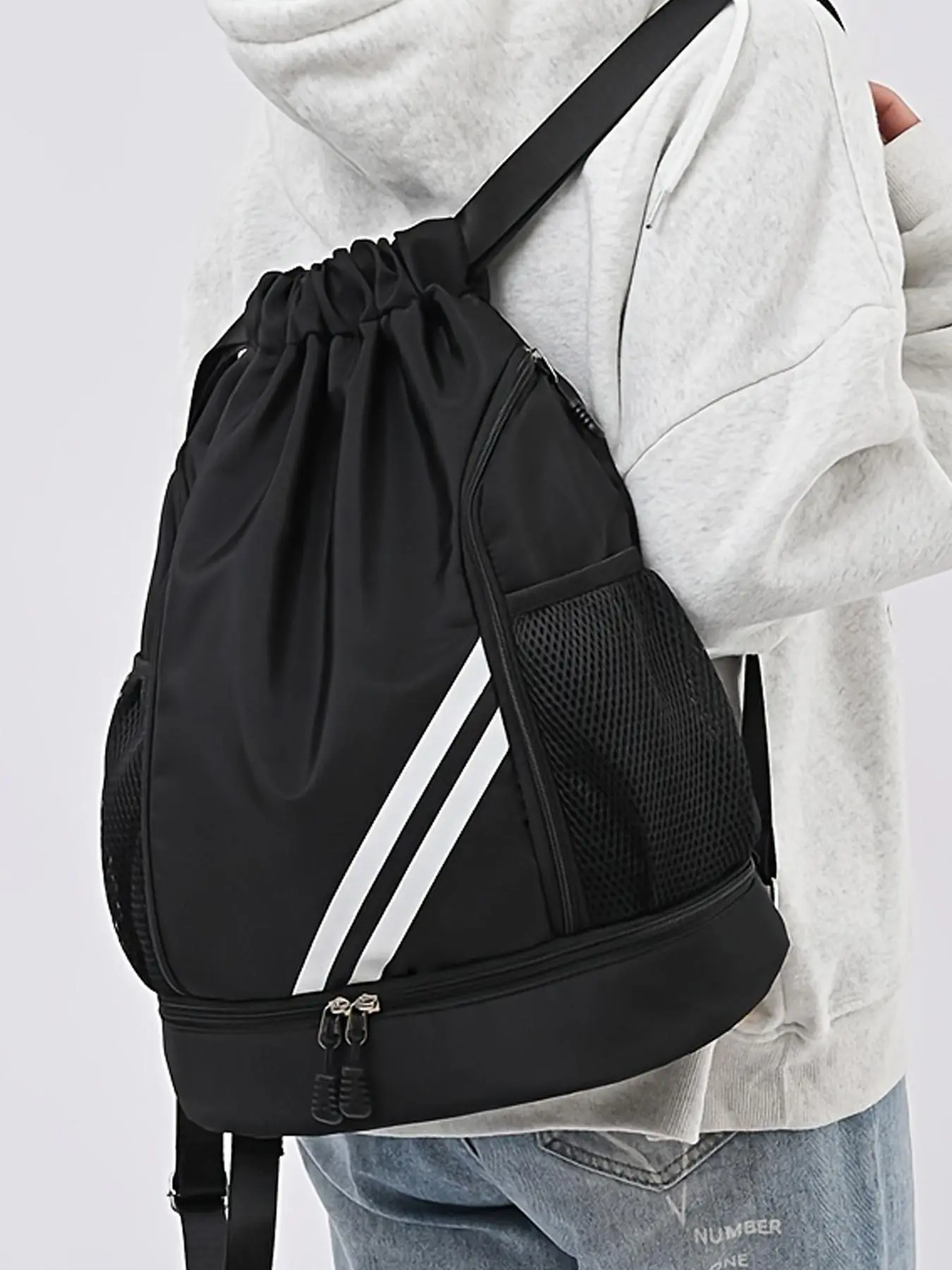 Casual Large Capacity Sports Backpack, Dry & Wet Separation Drawstring Backpack, Outdoor Athletic Bag for Yoga Gym Workout