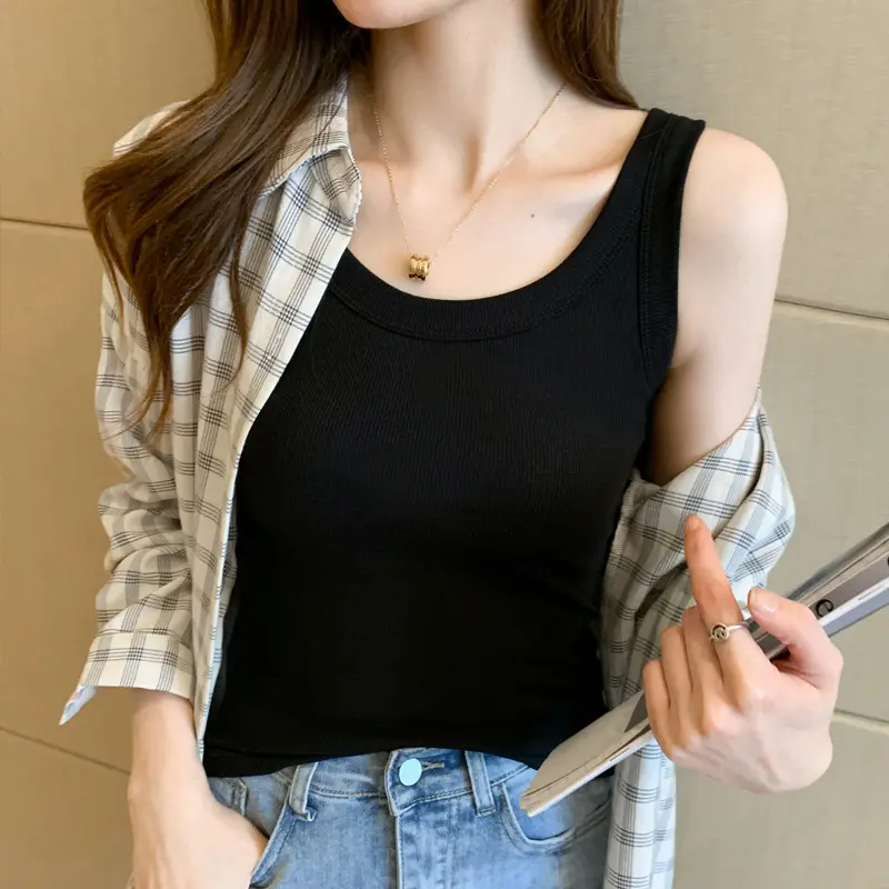 Candy-Colored Camisole Women's New Outdoor Korean Style Inner Slim Fit Sleeveless Top Bottoming Shirt 2025 Summer