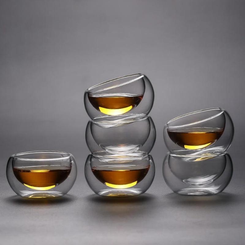 Office Borosilicate Glass Small Cup Transparent Double Layer Glass Tea ...