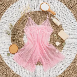 [ Happy Girl Shop ] Lingerie Pakaian Dinas Women Dewasa Desain Transparan Sexy Menggoda Hot Model Babydoll Bra Corak Bunga Beatiful With Pita Mini Tali Pundak Simple For Adjustmen Mid Back Free G-String All Varian Colour Kekinian Top Seller Sifon Good LIG