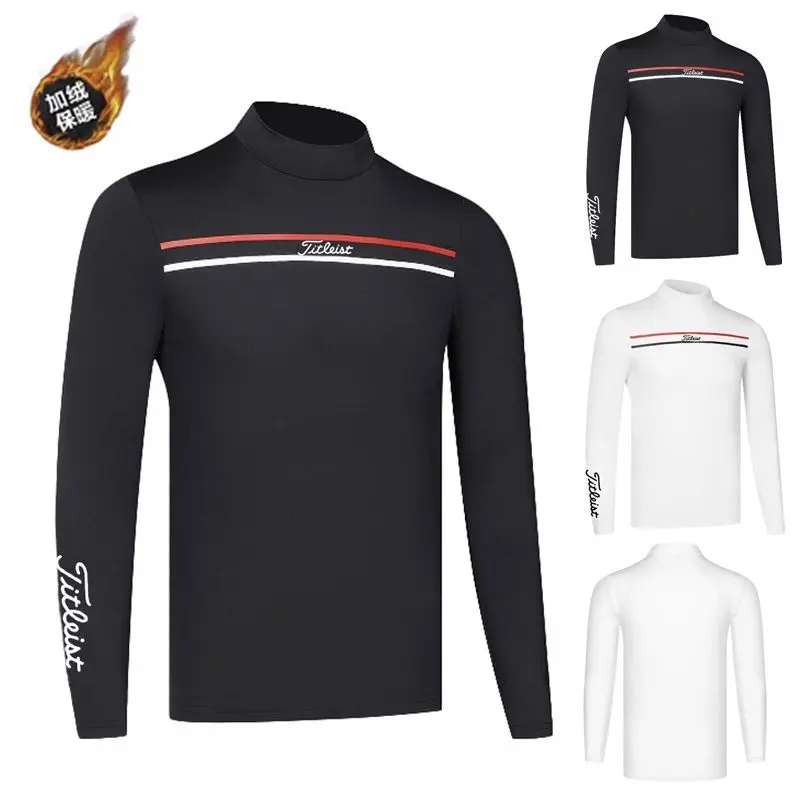 Golf Clothing Men's Fleece-lined Warm Bottoming Clothes Quick-Drying Outdoor Sports Golf Jersey Breathable Sweat-Wicking High Elastic Casual Fashion Cx24079
